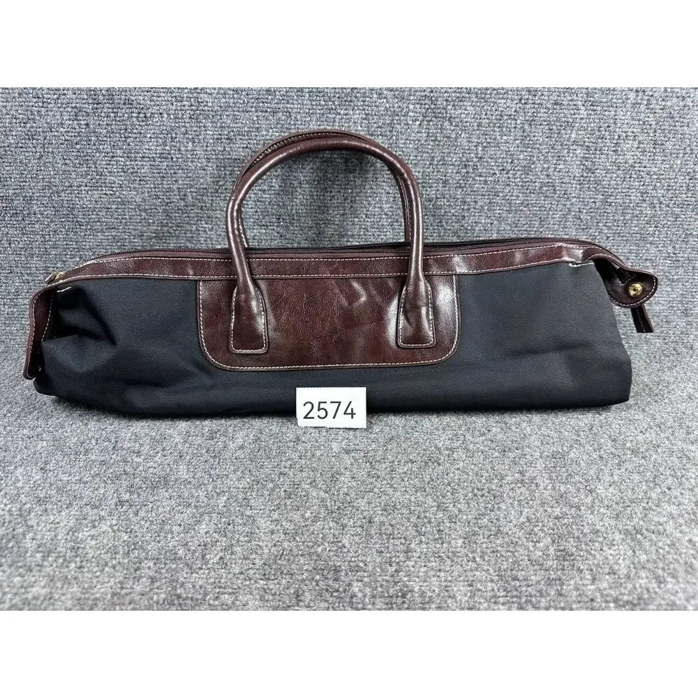 Lancome Black Tote Handbag Brown Handles Zip Top New No Tags